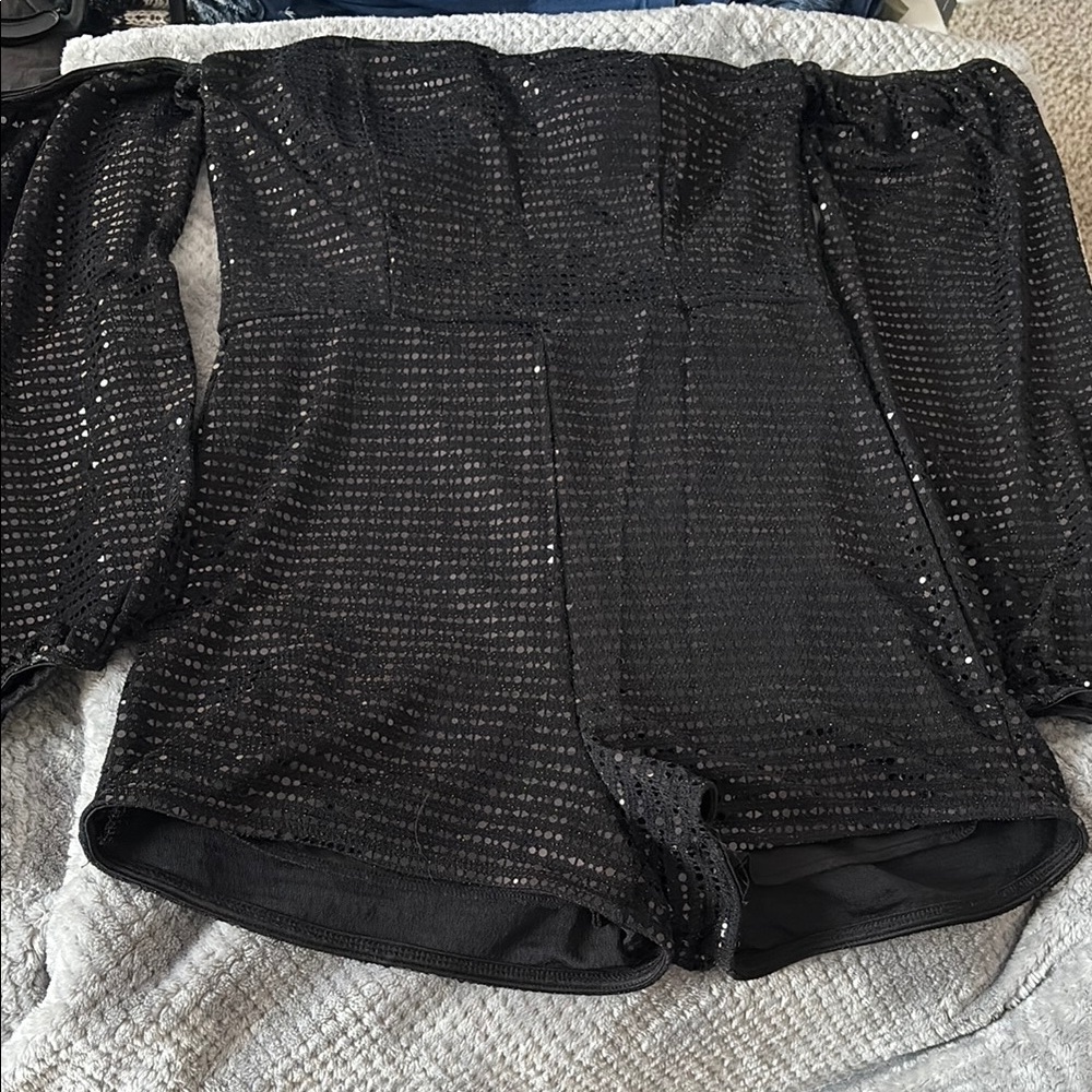 Windsor Elegant Black Sequin Romper